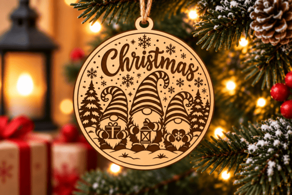 Christmas Gnome Ornament Laser Cut SVG laser cut file