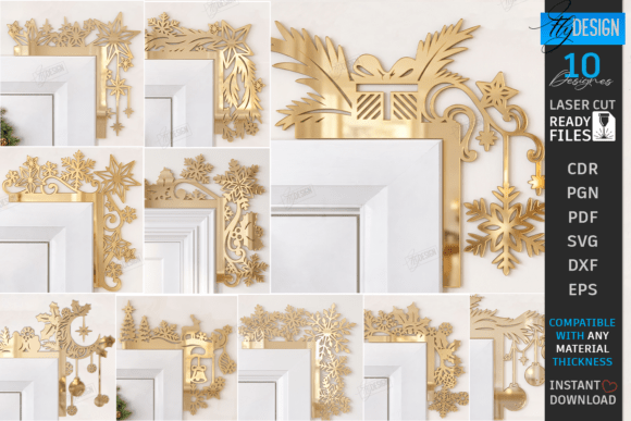 Christmas Gold Door Corner Laser Bundle laser cut file