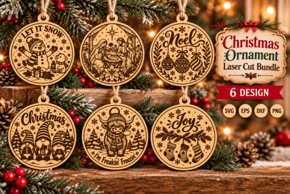 Christmas Ornament Laser Cut SVG Bundle (Design 4) laser cut file