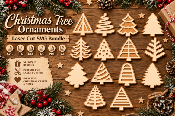 Christmas Tree Ornaments Laser Cut SVG laser cut file