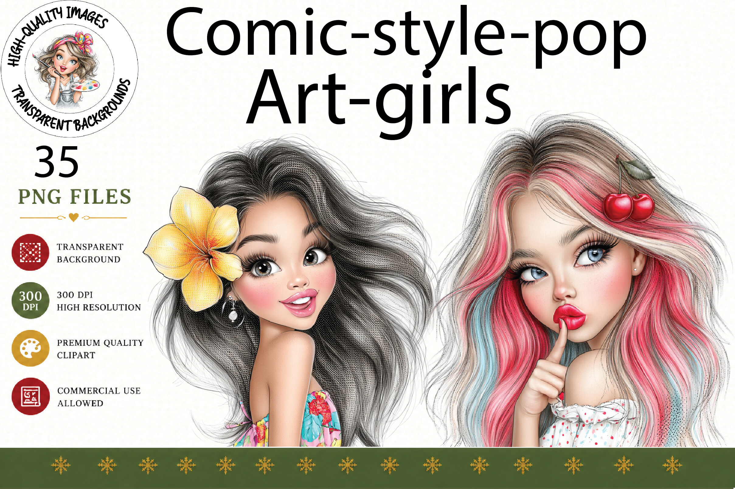 Comic Style Pop Art Girls Clipart Bundle Graphic by Arohi Studio ...