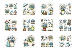 Dusty Blue Spring Cottagecore PNG Set Graphic by PRO DESIGN · Creative ...