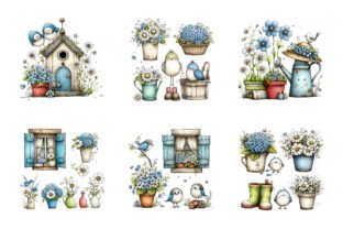 Dusty Blue Spring Cottagecore PNG Set Graphic by PRO DESIGN · Creative ...