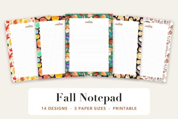 Autumn Harvest Notepad - 14 Different Designs Graphic by UtCeDesigns ...