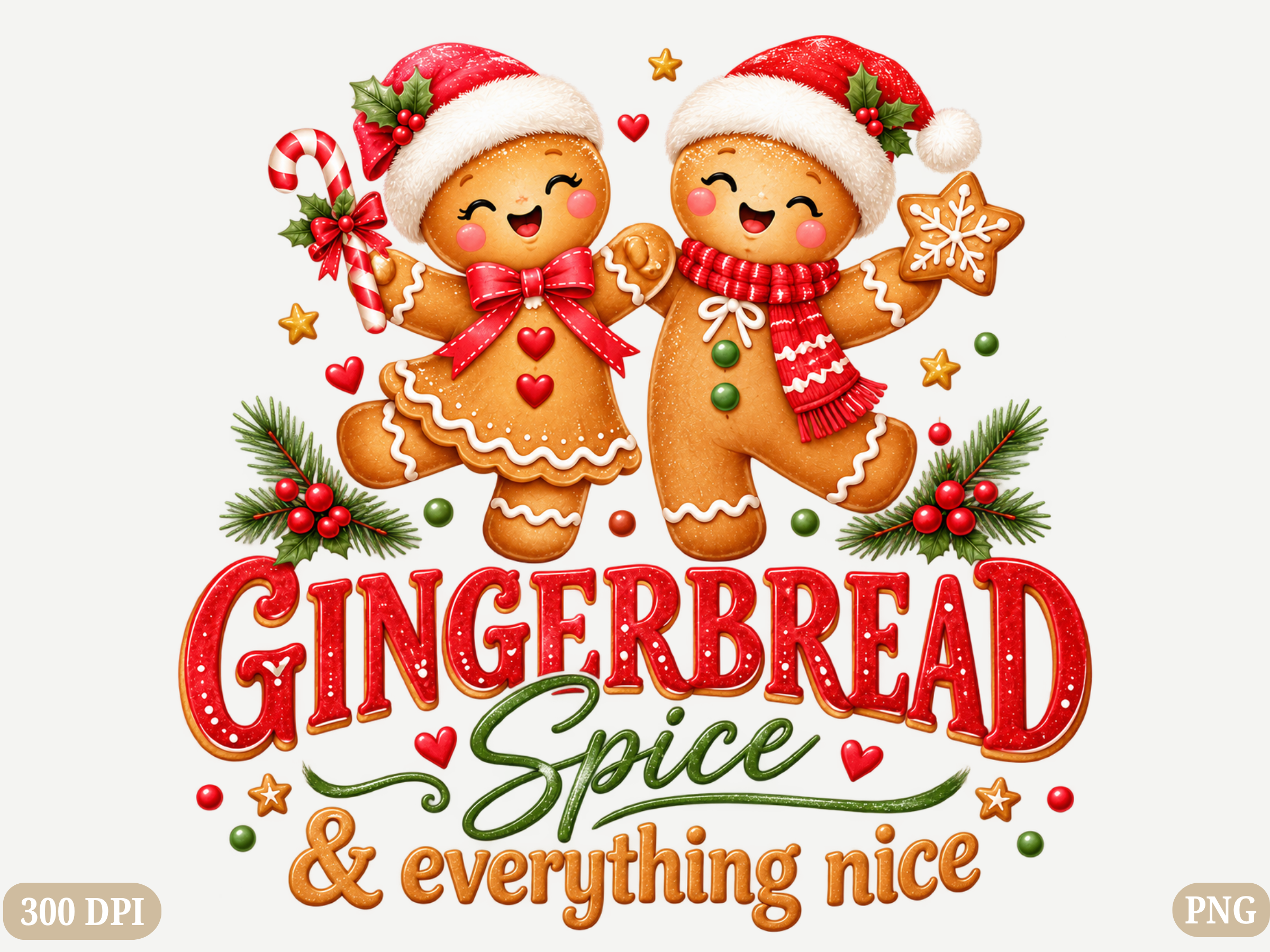 Gingerbread Spice Christmas PNG, Cute Gi Graphic by The Artistry Hub ...
