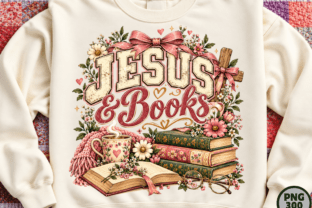 Jesus and Books Floral Design PNG