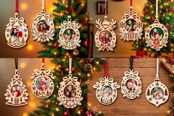 Laser Cut Christmas Photo Ornaments SVG (Design 2) laser cut file