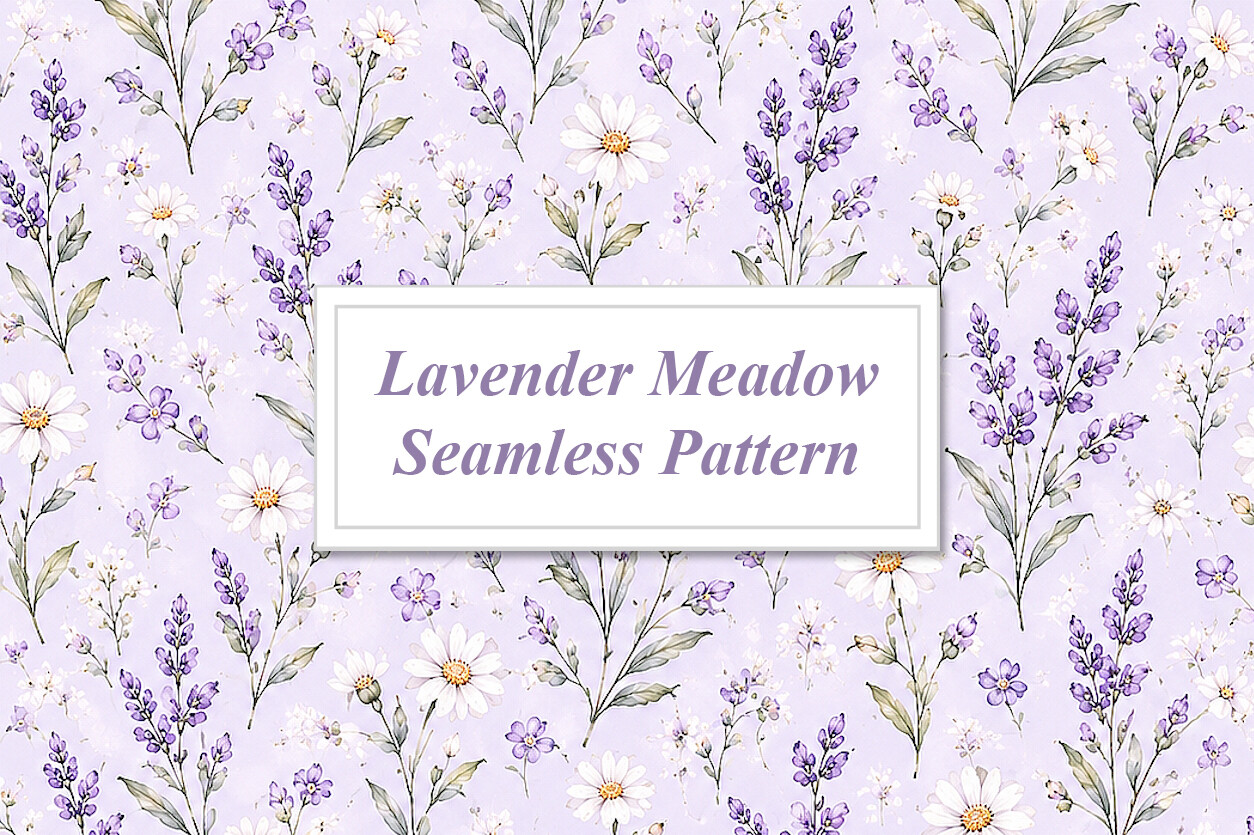Lavender Meadow Seamless Pattern Graphic by N`Design · Creative Fabrica