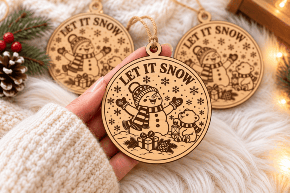 Let It Snow Christmas Ornament Laser Cut laser cut file