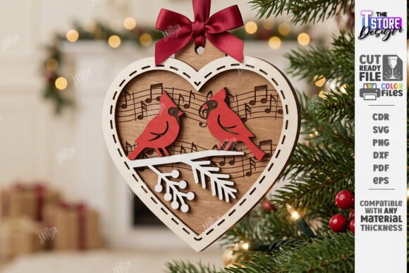 Musical Notes Christmas Ornament Laser (Design 4) laser cut file