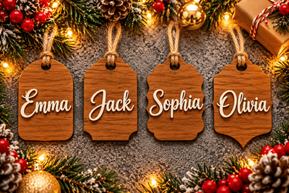 Personalized Christmas Tag Laser Cut Set (Design 2) laser cut file