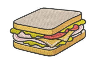 Lunch Box Rounded Graphic Sandwich Embroidery Design · Creative Fabrica