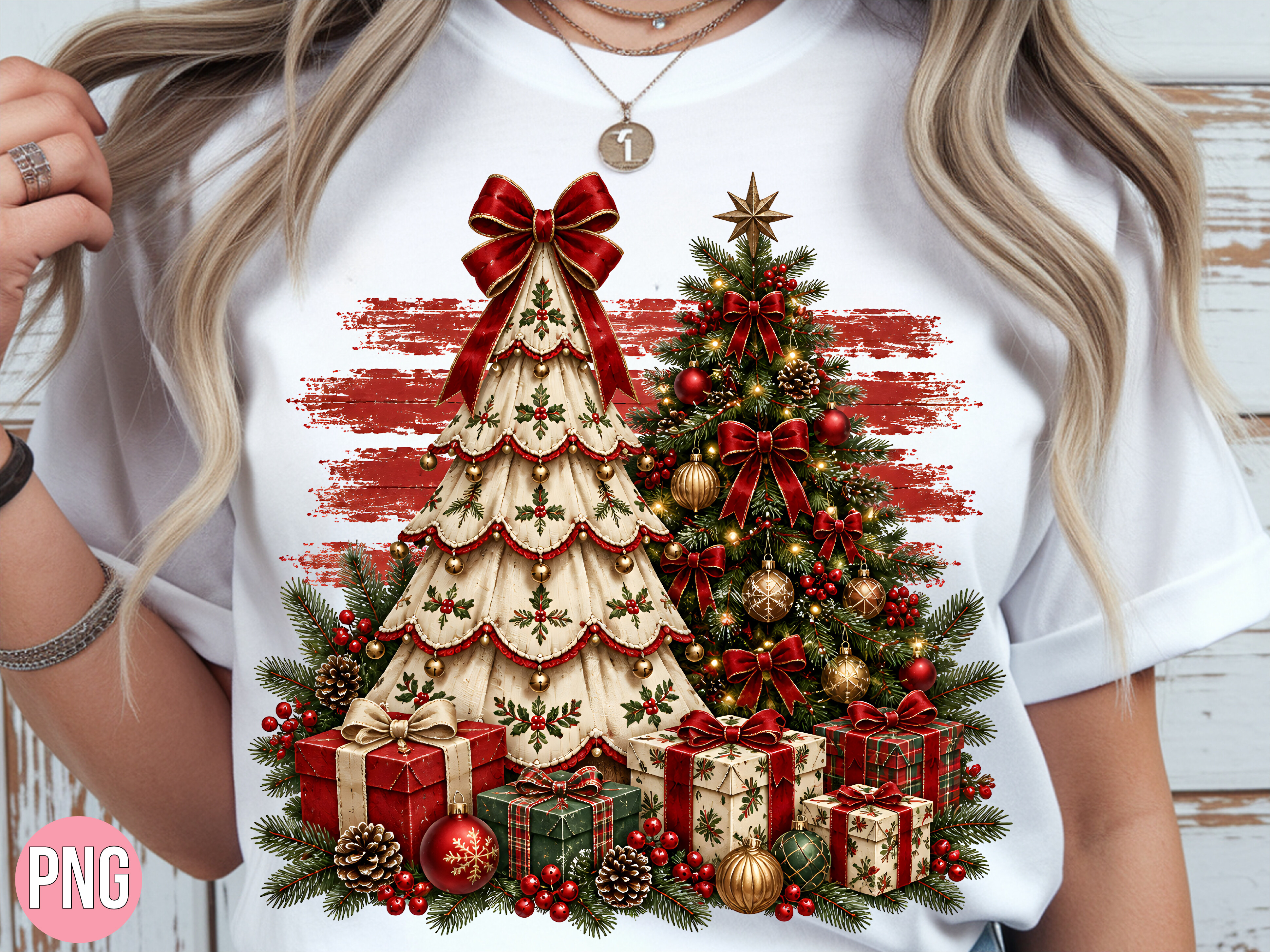 Vintage Christmas Trees PNG Tshirt Graphic by Crafty Bee · Creative Fabrica