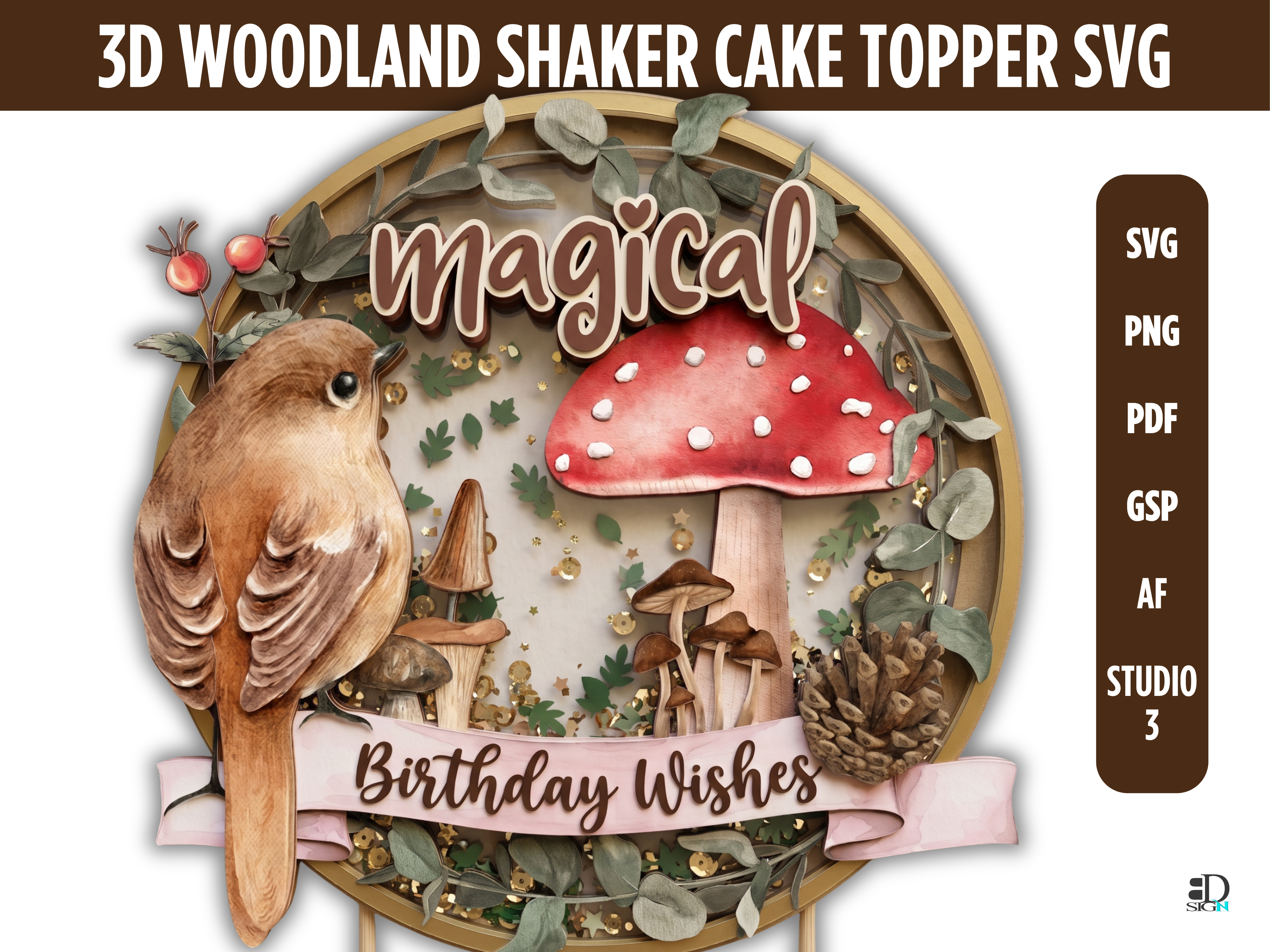 Creative Lettering For Cake 3D Woodland Shaker Cake Topper SVG · Creative Fabrica