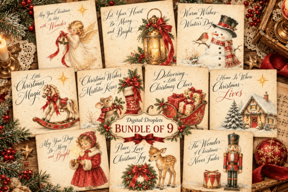 9 Vintage Christmas Greeting Cards