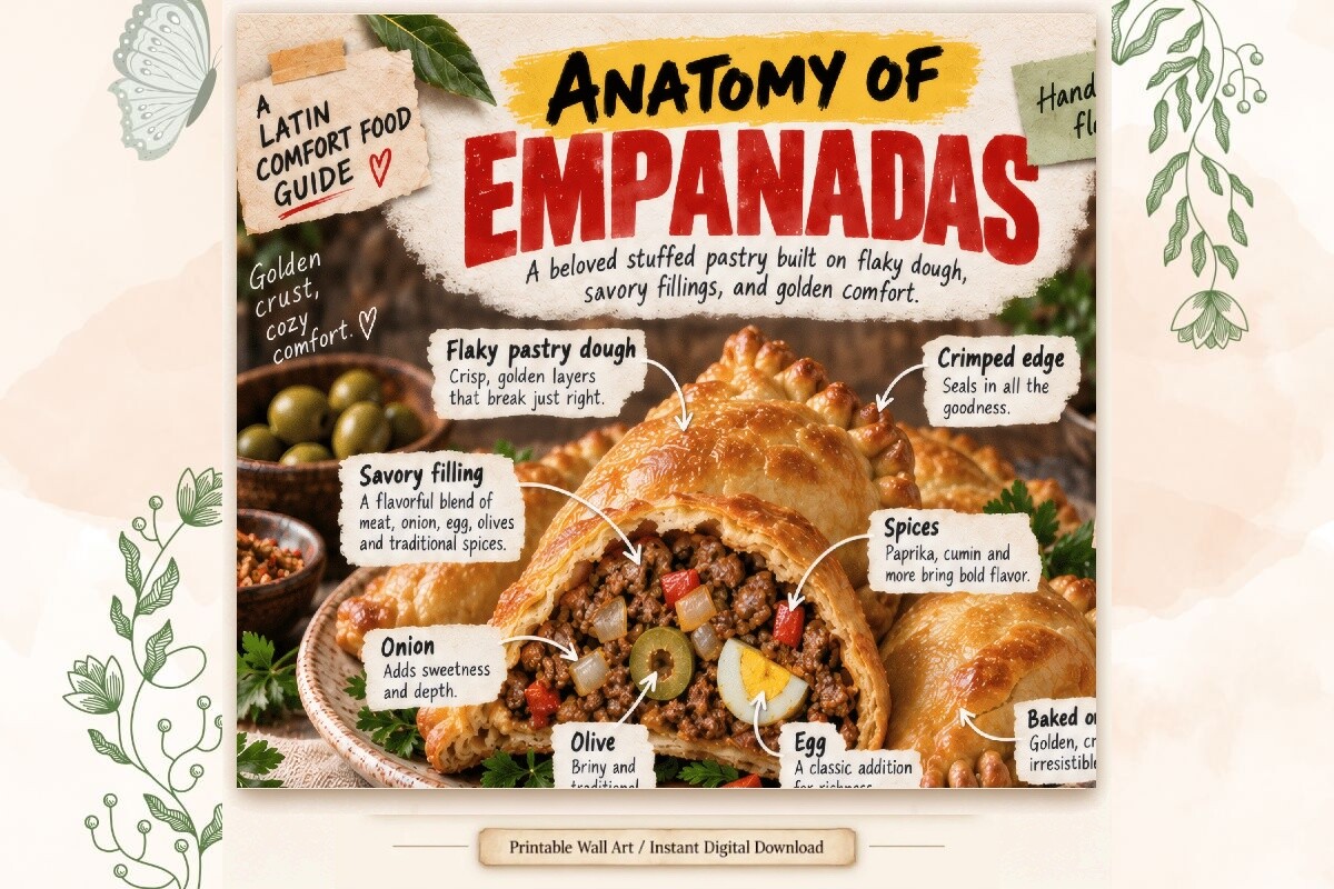 Meat Graphucs Anatomy of Empanadas Latin Food Guide Graphic by Murmeo Designs ...