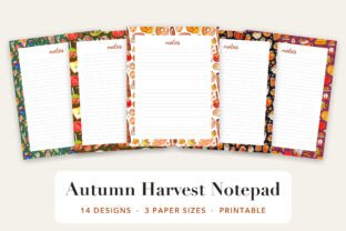 Autumn Harvest Notepad - 14 Different Designs Graphic by UtCeDesigns ...
