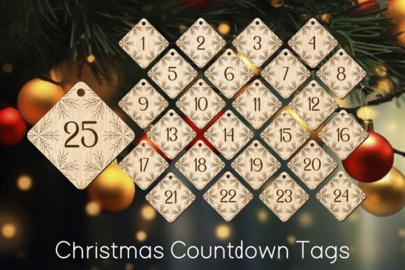 Christmas Advent Countdown Tags Laser laser cut file