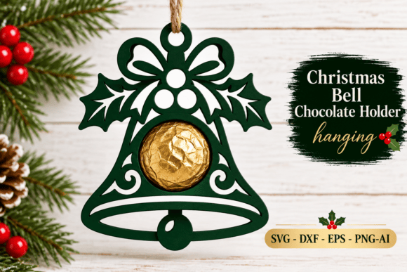 Christmas Bell Chocolate Holder SVG laser cut file