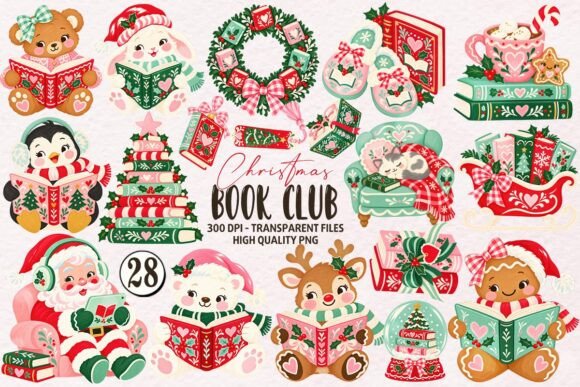 Christmas Book Club Clipart