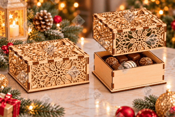 Christmas Chocolate Gift Box Laser Cut laser cut file