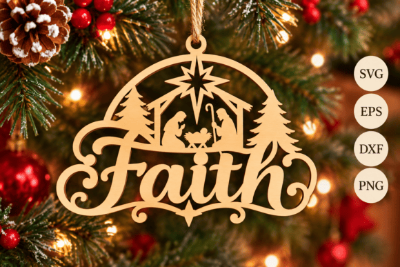 Christmas Faith Nativity Ornament Laser laser cut file