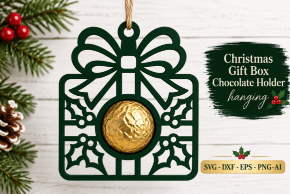 Christmas Gift Box Chocolate Holder SVG laser cut file