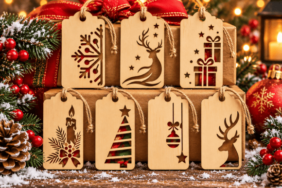 Christmas gift tag laser cut bundle