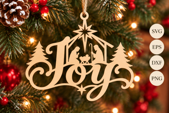 Christmas Joy Nativity Ornament Laser laser cut file