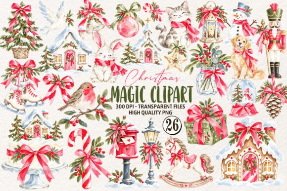 Christmas Magic Watercolor Clipart
