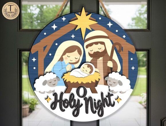 Christmas Nativity Door Hanger SVG laser cut file