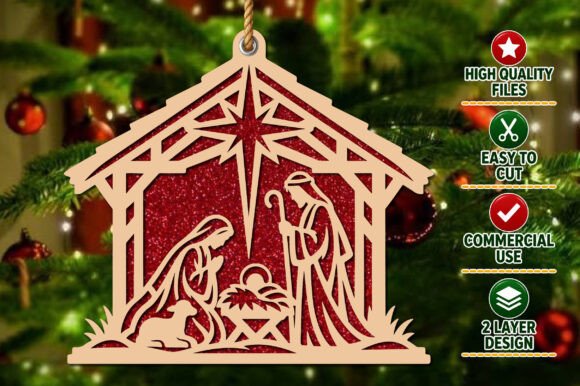 Christmas Nativity Laser Cut Ornament SVG laser cut file