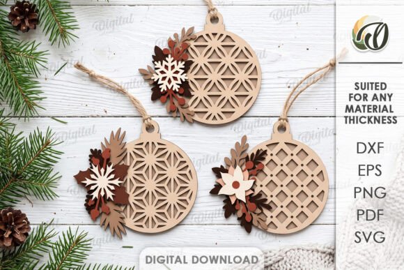 Christmas Ornaments Laser Cut (Design 2) laser cut file