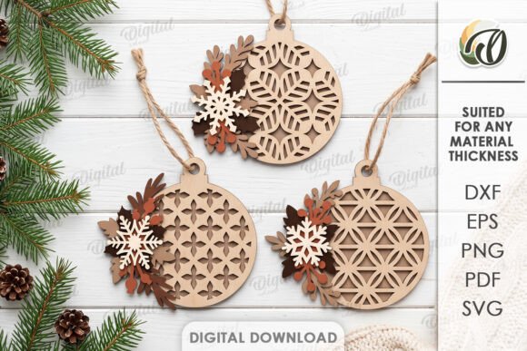 Christmas Ornaments Laser Cut (Design 4) laser cut file