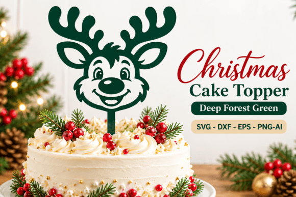 Christmas Reindeer Cake Topper SVG laser cut file