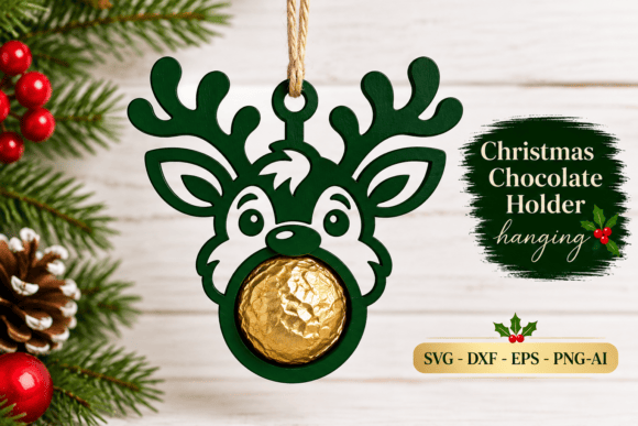 Christmas Reindeer Chocolate Holder SVG laser cut file