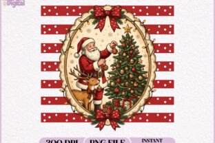 Tree Plan In Graphics Christmas Santa Reindeer Decorating Tree Graphic by Art Leaf Digital ...