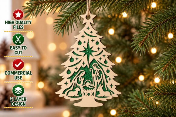 Christmas Tree Nativity Laser Cut SVG laser cut file