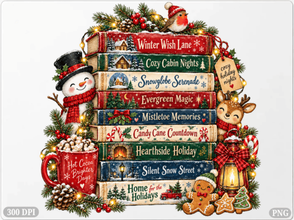Cozy Christmas Reading PNG, Christmas Bo