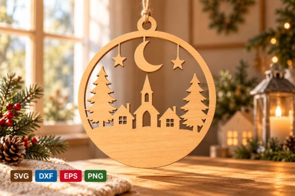 Cozy Holiday Village Christmas Laser Cut laser cut file
