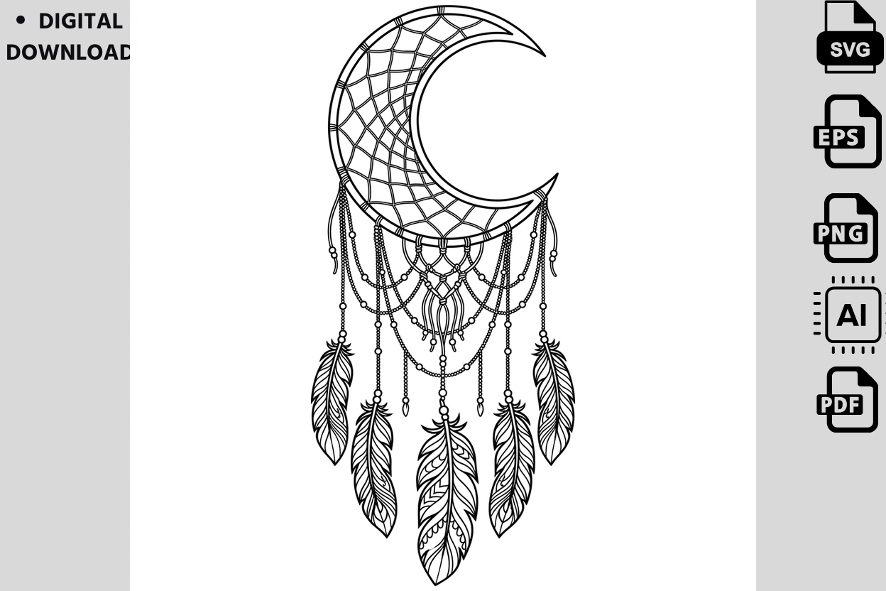 Crescent Moon Dreamcatcher SVG Vector Graphic by Kids_Zone · Creative ...