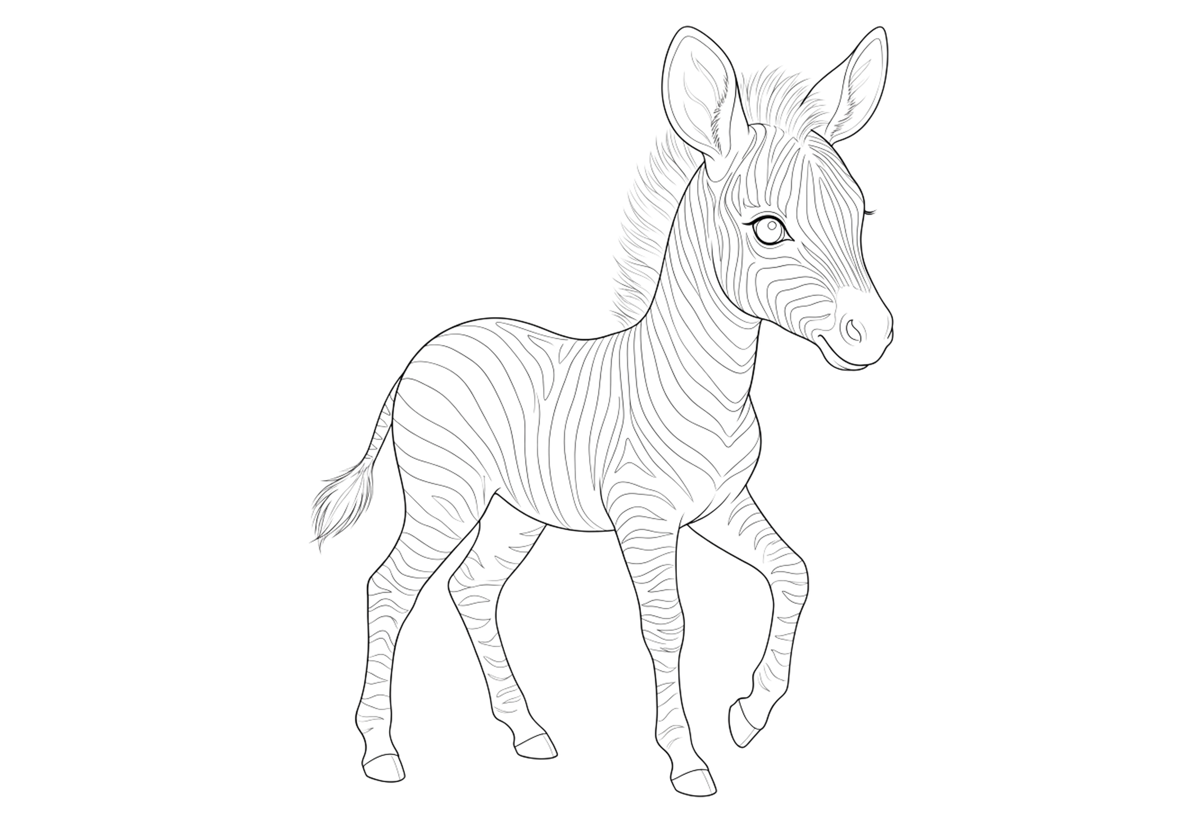 Zone Template Cursive Cute Baby Zebra Coloring Page for Kids Graphic by Kids_Zone · Creative ...