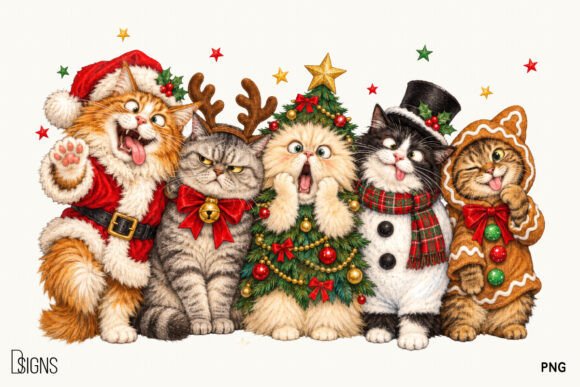 Cute Christmas Png Funny Cats Holiday