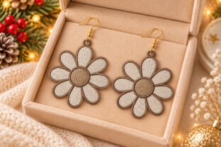 Pes Texture Tools Daisy Flower Earrings Embroidery Design · Creative Fabrica