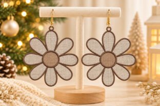 Pes Texture Tools Daisy Flower Earrings Embroidery Design · Creative Fabrica