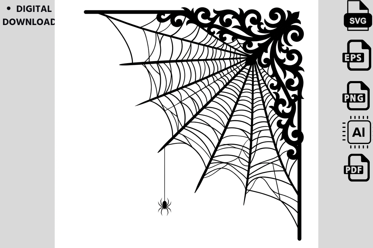 Zone Template Cursive Decorative Spider Web Corner SVG Graphic by Kids_Zone · Creative Fabrica