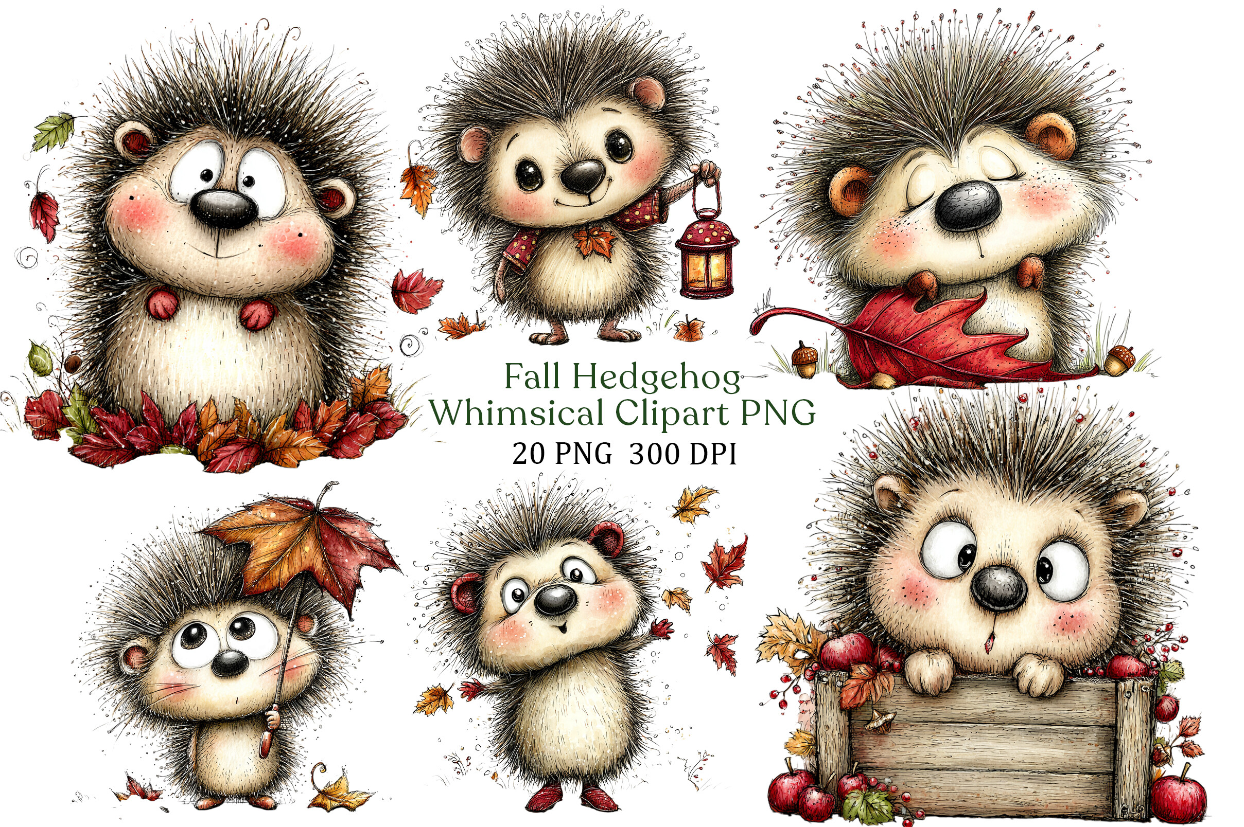 Zone Template Cursive Fall Hedgehog Whimsical Clipart Bundle Graphic by PLAY ZONE · Creative ...