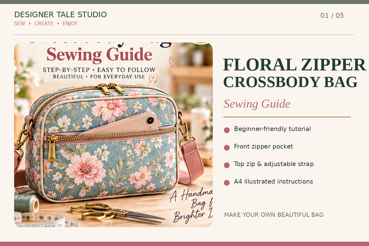 Floral Crossbody Bag Sewing Pattern Graphic by designertale · Creative ...