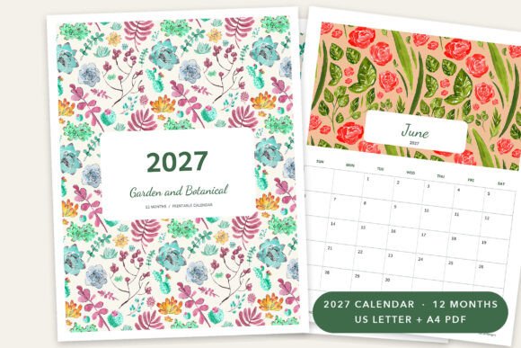 Kids 2027 Calendar - Printable Calendar, A4 and US Letter Graphic by ...