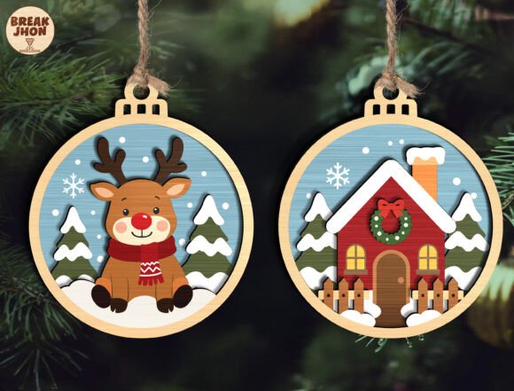 Layered Christmas Ornament SVG Bundle (Design 2) laser cut file